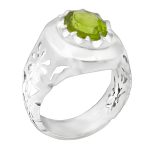 انگشتر زبرجد الماس تراش نقره دست ساز مردانه طرح شروین