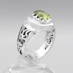 انگشتر زبرجد الماس تراش نقره دست ساز مردانه طرح فاخر سپهر - Image 2