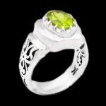 انگشتر زبرجد الماس تراش نقره دست ساز مردانه طرح فاخر سپهر