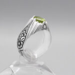 انگشتر زبرجد الماس تراش نقره مردانه دست ساز طرح فاخر فاتح - Image 2