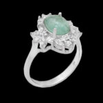 انگشتر زمرد زامبیا الماس تراش نقره زنانه طرح ستاره