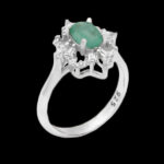 انگشتر زمرد زامبیا الماس تراش نقره زنانه طرح مهناز - Image 4