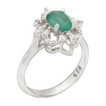 انگشتر زمرد زامبیا الماس تراش نقره زنانه طرح مهناز