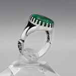 انگشتر زمرد الماس تراش نقره مردانه طرح سبحان - Image 3