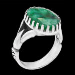 انگشتر زمرد الماس تراش نقره مردانه طرح سبحان