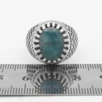 انگشتر زمرد الماس تراش نقره مردانه طرح صابر - Image 2