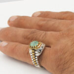 انگشتر زمرد زامبیا الماس تراش نقره مردانه طرح دور طلایی رادین - Image 3