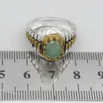 انگشتر زمرد زامبیا الماس تراش نقره مردانه طرح دور طلایی رادین - Image 4