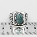 انگشتر زمرد الماس تراش نقره مردانه طرح وهاب - Image 3