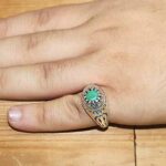 انگشتر زمرد الماس تراش نقره مردانه طرح کیوان - Image 2