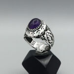 انگشتر آمیتیست نقره مردانه طرح ماهان - Image 2