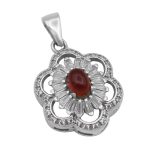 گردنبند عقیق سرخ نقره زنانه طرح صدف