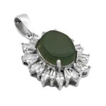 گردنبند یشم نقره زنانه طرح شانلی