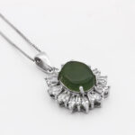 گردنبند یشم نقره زنانه طرح شانلی - Image 3