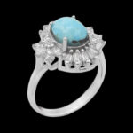 انگشتر فیروزه نیشابوری نقره زنانه طرح گلشیفته