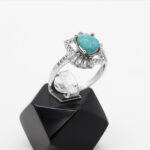 انگشتر فیروزه نیشابوری نقره زنانه طرح فرنوش - Image 2