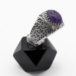 انگشتر آمیتیست نقره مردانه طرح رامین - Image 3