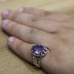 انگشتر آمیتیست الماس تراش نقره مردانه طرح عماد - Image 2