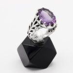 انگشتر آمیتیست الماس تراش نقره مردانه طرح عماد - Image 3