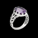 انگشتر آمیتیست الماس تراش نقره مردانه طرح عماد