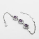 دستبند آمیتیست الماس تراش نقره زنانه طرح نفس - Image 3