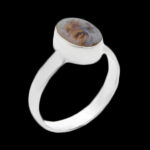 انگشتر عقیق شجر نقره زنانه طرح نجمه + حرز امام جواد (ع) + تربت امام حسین (ع)