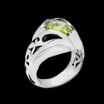 انگشتر زبرجد الماس تراش نقره مردانه فاخر دست ساز طرح رفیع