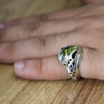 انگشتر زبرجد الماس تراش نقره مردانه فاخر دست ساز طرح رفیع - Image 4