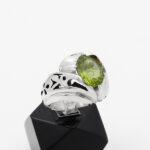 انگشتر زبرجد الماس تراش نقره مردانه فاخر دست ساز طرح رفیع - Image 3