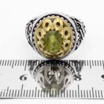 انگشتر زبرجد الماس تراش نقره مردانه طرح دورطلایی یا حسین ابن علی (ع) - Image 2