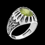 انگشتر زبرجد الماس تراش نقره مردانه طرح فرخ - Image 5