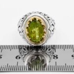 انگشتر زبرجد الماس تراش نقره مردانه طرح دورطلایی فرشید - Image 3