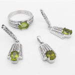 نیم ست زبرجد الماس تراش نقره زنانه طرح راحله - Image 4