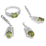 نیم ست زبرجد الماس تراش نقره زنانه طرح راحله