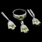 نیم ست زبرجد الماس تراش نقره زنانه طرح راحله - Image 5