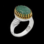 انگشتر زمرد نقره مردانه طرح دورطلایی سیاوش