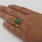 انگشتر زمرد نقره مردانه طرح دورطلایی سیاوش - Image 3