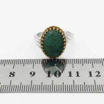 انگشتر زمرد نقره مردانه طرح دورطلایی سیاوش - Image 2