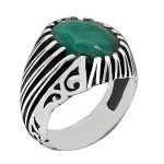 انگشتر زمرد نقره مردانه طرح کارن