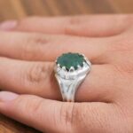 انگشتر زمرد الماس تراش نقره دست مردانه طرح زادمهر - Image 3