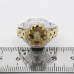 انگشتر الکساندریت الماس تراش نقره مردانه طرح دور طلایی ماهان - Image 2