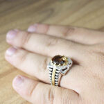 انگشتر الکساندریت الماس تراش نقره مردانه طرح دورطلایی عارف - Image 3