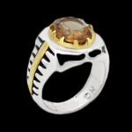 انگشتر الکساندریت الماس تراش نقره مردانه طرح دورطلایی عارف - Image 5