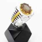 انگشتر الکساندریت الماس تراش نقره مردانه طرح دورطلایی عارف - Image 4