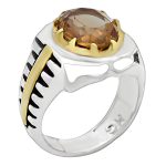 انگشتر الکساندریت الماس تراش نقره مردانه طرح دورطلایی عارف