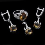 نیم ست الکساندریت الماس تراش نقره زنانه طرح نهال - Image 5