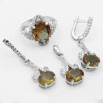 نیم ست الکساندریت الماس تراش نقره زنانه طرح نهال - Image 2