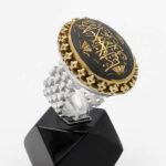 انگشتر حدید صینی نقره مردانه طرح دورطلایی "لا فتی الا علی لا سیف الا ذوالفقار" - Image 3