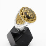 انگشتر حدید صینی نقره مردانه طرح دورطلایی یا فاطمه الزهرا (س) - Image 2