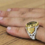 انگشتر حدید صینی نقره مردانه طرح دورطلایی یا فاطمه الزهرا (س) - Image 4